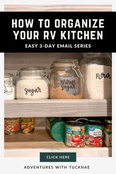 How To Organize Your RV Kitchen (Easy 3-Day Email Series) Rv Pantry Organization, Fridge Freezer Organization, Rv Kitchen Cabinets, Rv Pantry, Rv Kitchen Organization, Rv Fridge, Kitchen Cabinets Drawers, Sustainable Swaps, Tips For Organizing