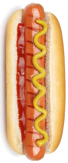 a hot dog with mustard and ketchup on it