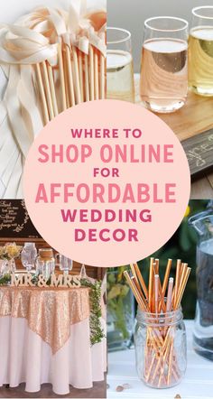 there is a sign that says where to shop online for wedding decor