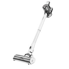 a silver and black vacuum is shown on a white background with the cordless handle