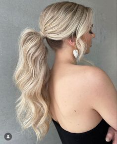 Backless Dress Hairstyles, Ash Blonde Hair Balayage, Long Ponytail Hairstyles, Bridal Ponytail, Low Ponytail Hairstyles, Long Hair Ponytail, Simple Prom Hair, Bridesmaid Hair Makeup, Ash Blonde Hair