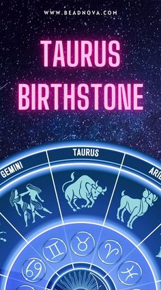 the zodiac sign for taurus is shown in front of a purple and blue background