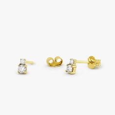 14K Gold Double Diamond Studs – FERKOS FJ Double Diamond, Luxury Earrings, Pave Diamond Ring, Diamond Earring, Diamond Stud Earrings, Diamond Stud, Delicate Earrings, Stud Earrings Set, Baguette Diamond