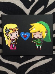 an image of two cartoon characters painted on canvases