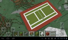 an aerial view of a tennis court in minecraft