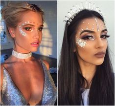 Carnaval Makeup, Coachella Makeup, Make Carnaval, Festival Makeup Glitter, Carnaval Costume, Festival Face, Halloween Costumes College Girls, Festival Glitter, Rave Makeup