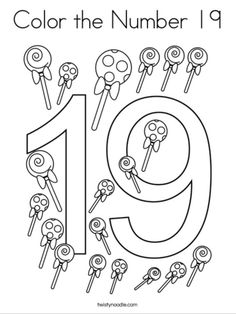 the number nine coloring page with lollipops