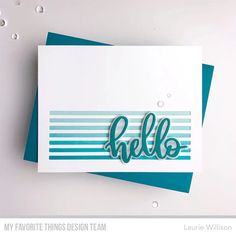 a card with the word hello on it