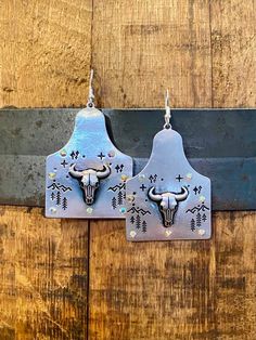 BULL AND RHINESTONE COW TAG EARRINGS - CountryFide Custom Accessories and Outdoors Cow, Tags, Unique Designs, How Are You Feeling, Design