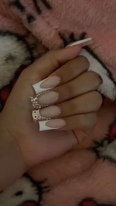 Arycils Nails Baddie, Nail Inspo Frenchies, Acrylic Nail Designs Coffin, Hard Nails, Girly Acrylic Nails, Simple Acrylic Nails, Hello Kitty Nails, Soft Nails, Unique Acrylic Nails