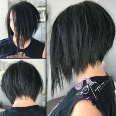 Asymmetrical Bob Short, Inverted Long Bob, Inverted Bob Haircuts, Short Hair Cuts For Round Faces, Short Dark Hair, Black Bob, Round Face Haircuts, Short Hair Styles For Round Faces, Short Bob Haircuts