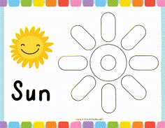 the word sun is written in black and white, with an image of a smiling sun