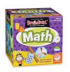 a box of brainbox math game on a white background