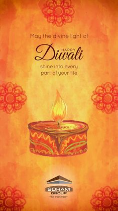 an artistic poster with the words happy diwali