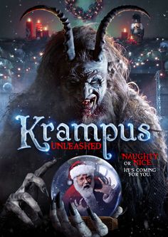 the movie poster for kramus is shown in three different pictures, including an evil man