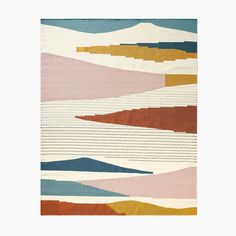 an abstract rug with different colors and shapes