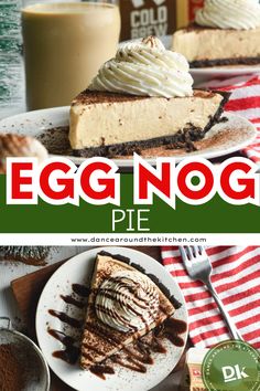 an egg nog pie with whipped cream on top