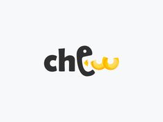 the word che is written in black and yellow with two bananas on top of it