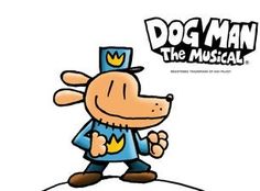 a cartoon dog wearing a top hat and blue shirt with the words dog man on it