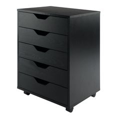 a black wooden drawer with five drawers