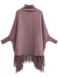 Purple Turtleneck, Fringe Cape, Batwing Sleeve Sweater, Coffee Sweater, Sleeves Sweater, Cape Sweater, Embellished Sweaters, Acrylic Sweater, Turtle Neck Jumper