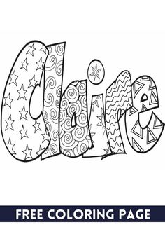 an adult coloring page with the word dare in large letters and stars on it's side