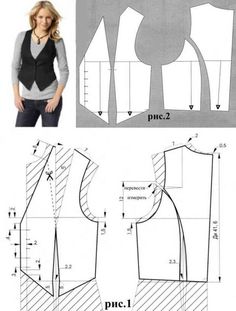 a woman's vest and top sewing pattern with measurements for the front, back and sides