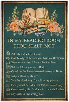 an open book with the words in my reading room thou shall not