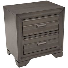 an image of a nightstand with two drawers on the bottom and one drawer closed up