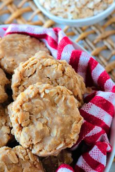 some cookies are in a bowl on a table