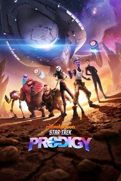 the poster for star trek prodigy, which features characters from various eras and ages