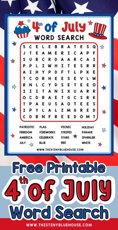 Free printable 4th of July word search Fourth Of July Printables Free For Kids, 4th Of July Activities For Kids, 4th Of July Word Search, July Word Search, 4th Of July Trivia, 4th Of July Printables, Word Search Free Printable, 4th Of July Activities, Holiday Word Search