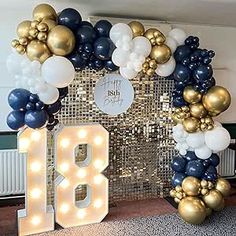 Navy Blue and Gold Balloons Garland Kit, 167 pcs Navy Blue White Gold Balloons Arch Kit for Birthday Baby Shower Wedding Graduation Class of 2024 Prom Party Decorations Blue Gold Birthday Decor, Blue Gold Theme Party, Navy Blue And Gold Balloon Arch, Navy Blue 18th Birthday Party Ideas, Navy Blue And Gold Balloon Garland, Navy Blue Party Ideas, Blue White And Gold Birthday Decorations, Navy And Gold Sweet 16, Blue 40th Birthday Party Ideas