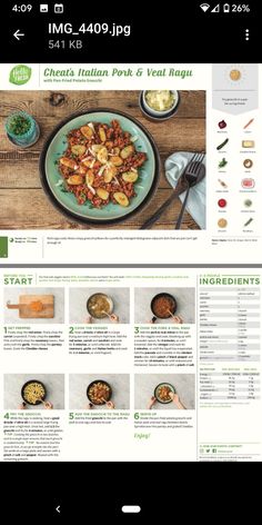 the website is displayed on an iphone device, displaying different foods and ingredients in bowls