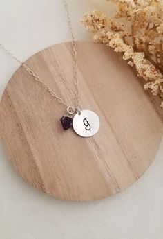 Raw Birthstone Necklace Birthstone & Initial Necklace Raw | Etsy Raw Crystal Necklace, Raw Crystal, Initial Charm, Birthstone Necklace, Name Necklace, Initial Necklace, Best Friend Gifts, Crystal Necklace, Washer Necklace