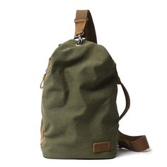 Outdoor Sling Backpack For Mens - Woosir Small Sling Bags, Sling Bag Men, Men Chest, Chest Pack, Vintage Crossbody Bag, Vintage Chest, Bags Vintage, Barrel Bag, Color Coffee