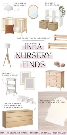 the ikea nursery finds list is full of furniture, decor and accessories for baby's room