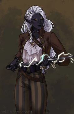 Drow Bard Female, Drow Hexblade, Half Drow Female, Menagerie Coast, Dnd Pirate Character Design, Rpg Wallpaper, Half Drow