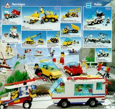 an advertisement for lego city vehicles with instructions