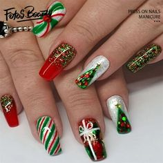 " Click here to view more Fofosbeauty Press On Nails at lower price! Limited Edition Christmas Design Nails Decoration are here, with glossy extra-long stiletto shaped nails! Spare yourself a schlep to the salon with DIY false nails that also save you time and money. Wickedly chic one-of-a-kind manicures will make you look spellbindingly beautiful in a snap. Created exclusively for Fofosbeauty by top professional nail artists and social influencers, you wont find these styles anywhere else. Fofo Classy Nail Art Ideas, Old Nail Polish, Ballet Nails, Nail Art At Home, Cute Christmas Nails, Nagel Tips, Blue Nail, Nail Forms, Christmas Nail Designs