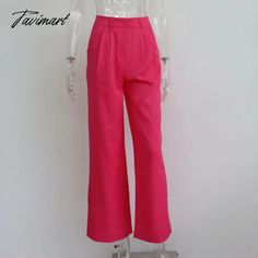 Tavimart Korean Style Pants Women Fashion Loose Wide Leg Straight Trousers Streetwear Office Lady Pink Ankle-length Wide Leg Pants For Party, Pink Party Bottoms With Pockets, Pink Party Pants With Pockets, Style Pants Women, Korean Style Pants, Streetwear Office, Lady Pants, Y2k Trousers, Chic Summer Dresses