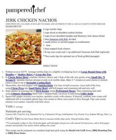 the recipe for chicken nachos is shown in this page, which includes instructions to make