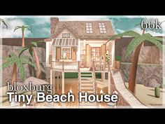 the tiny beach house is shown with palm trees