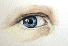 an eye is shown in this watercolor painting