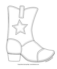 a cowboy boot with a star on the heel and side zippers, outlined in black ink