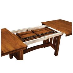 a wooden table with two benches attached to it's sides and the bottom section missing