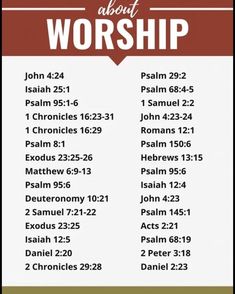 a poster with the words about worship in red, white and brown lettering on it