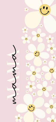 a purple background with yellow flowers and smiley faces