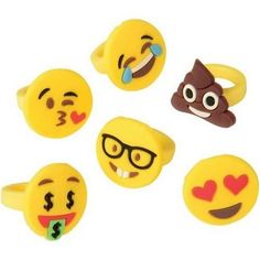 four different types of emoticions are shown in the shape of ring rings with eyes, lips and nose shapes