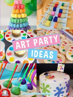 art party ideas with lots of colorful food and crafts for kids to enjoy in the day